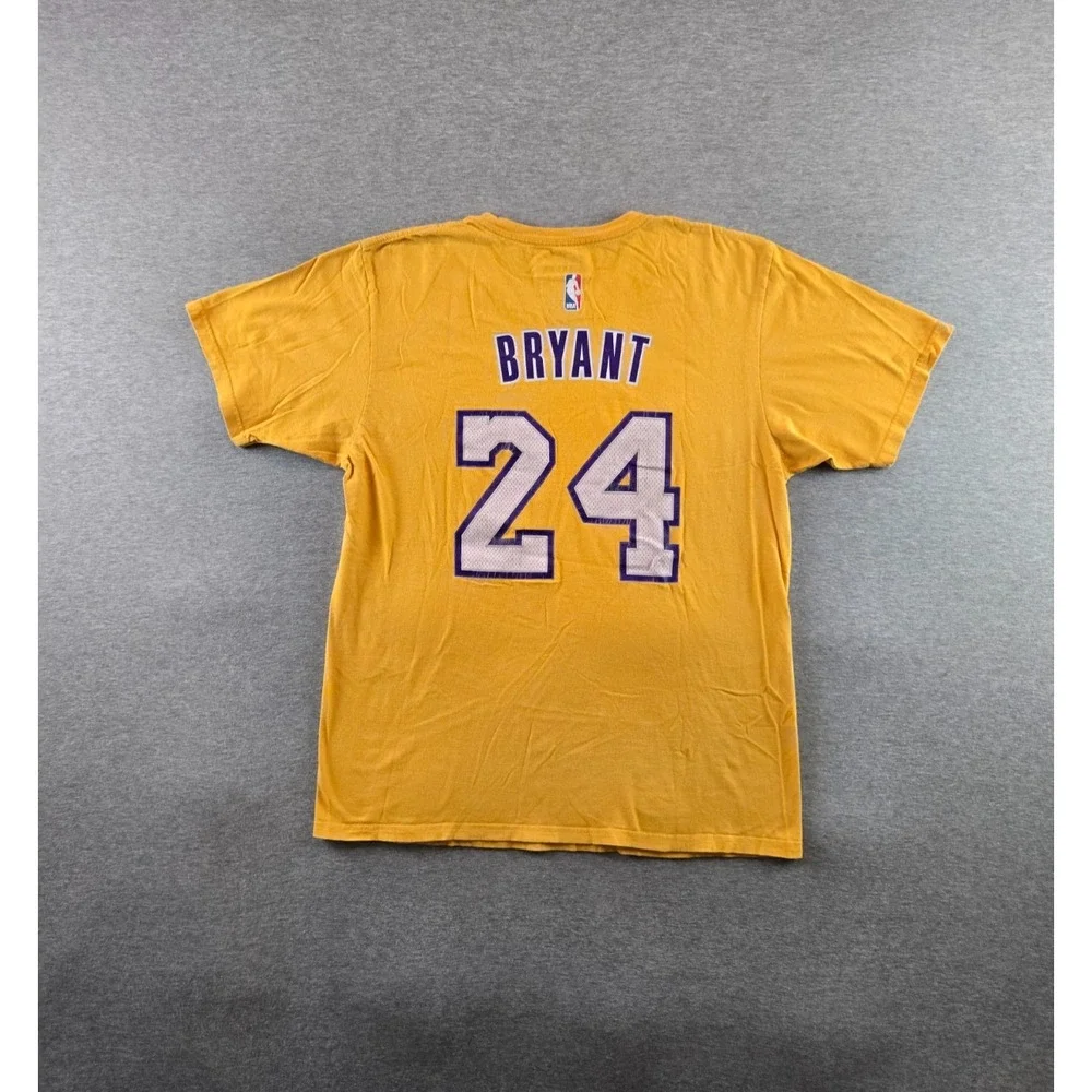 Los Angeles Lakers Shirt Mens Large Yellow #24 Kobe Bryant NBA Adidas Basketball